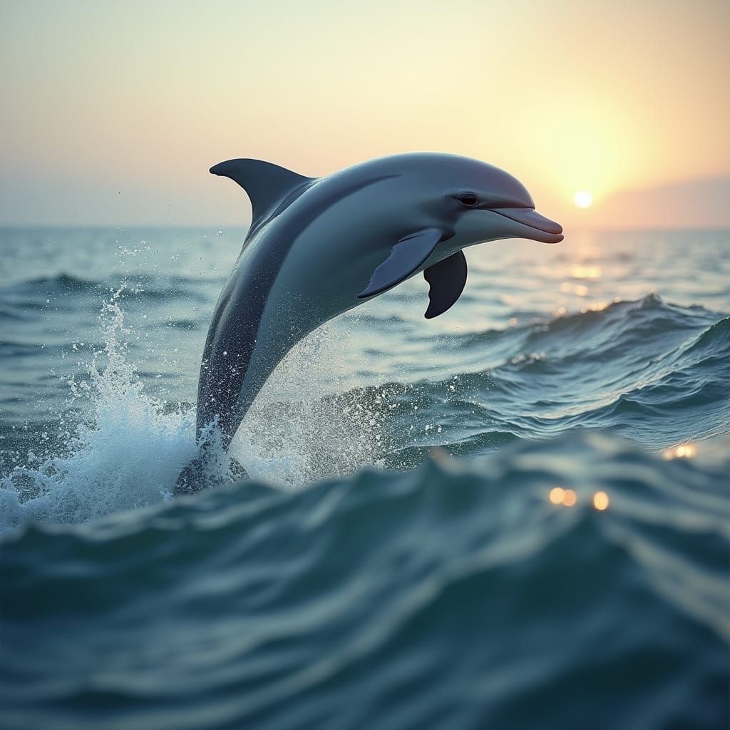 Dolphin Leaps Over Majestic Ocean in Surreal, Hyper-Realisti...