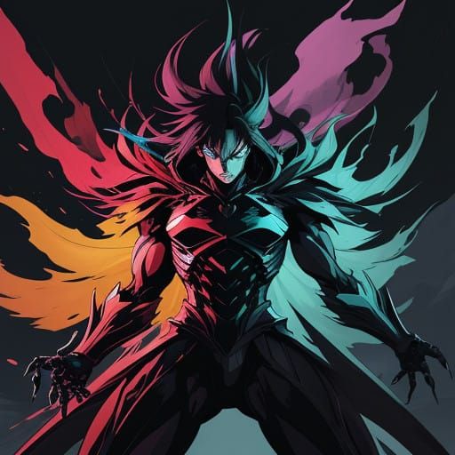 Epic Anime Hero Falls in a Flood of Vibrant Light