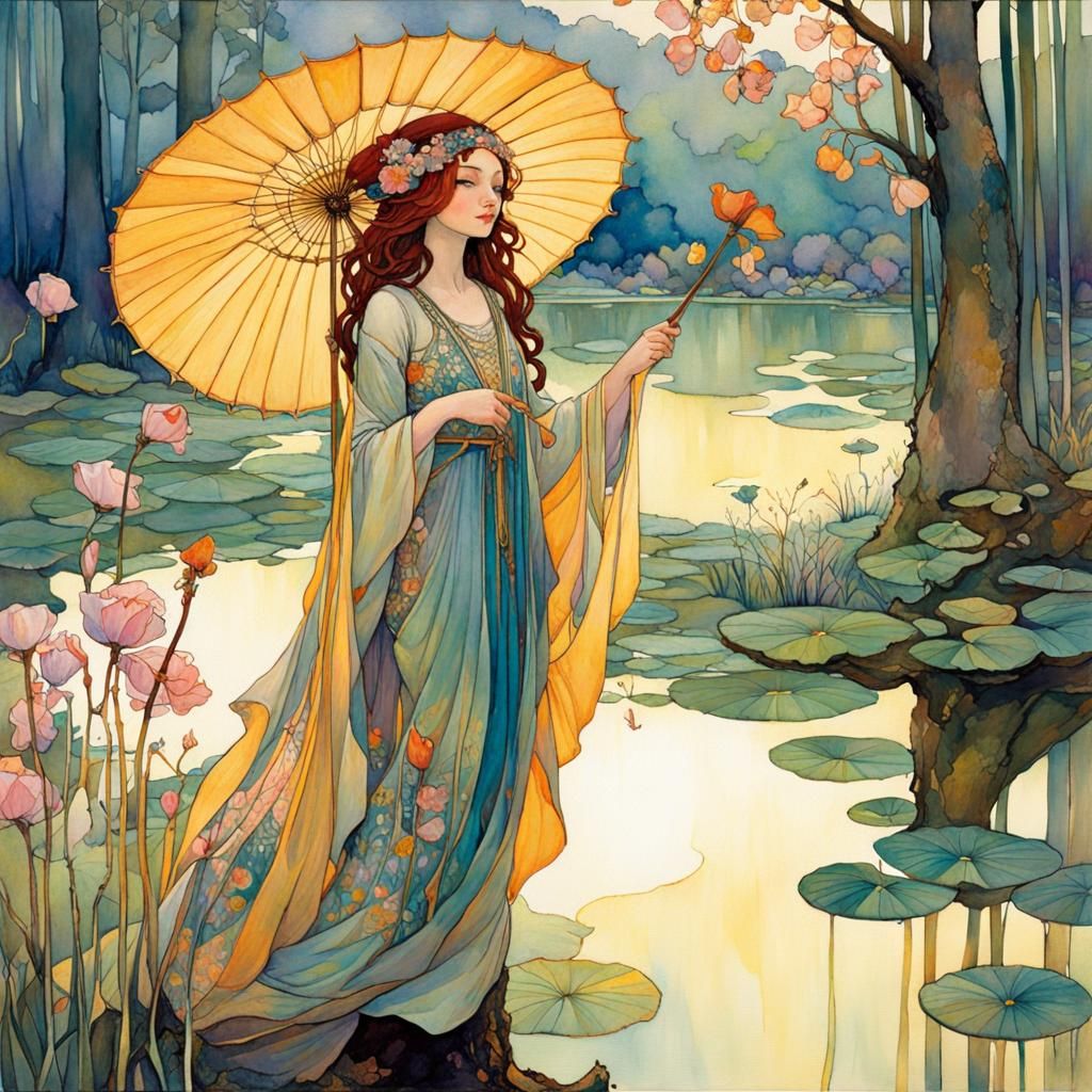 Gorgeous Fae Illustration in Watercolor and Oil