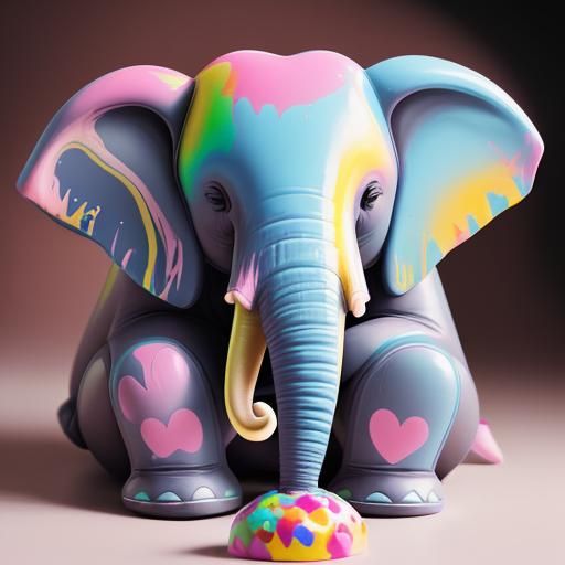 Cute Chocolate Elephant Toy in Graffiti Art Style