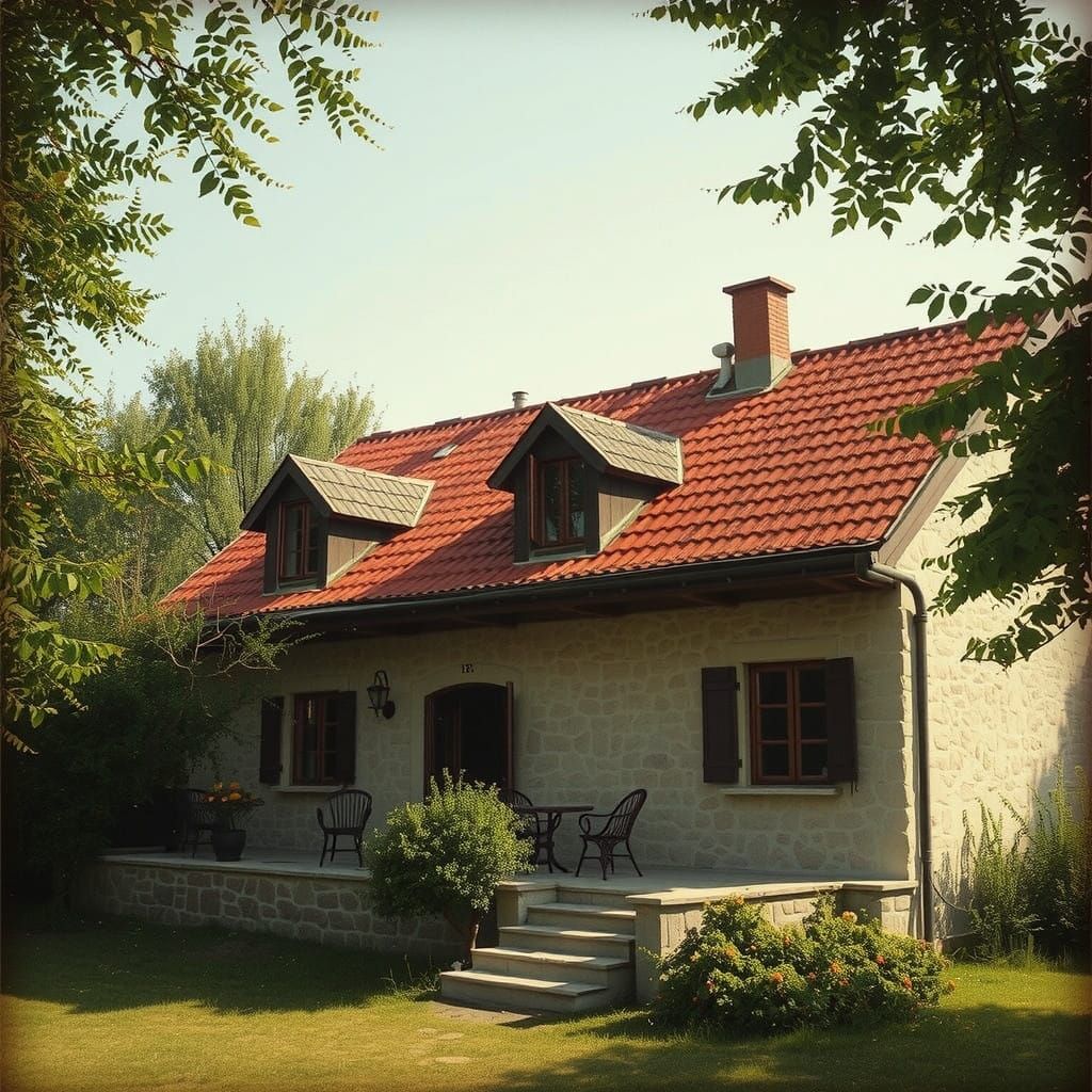 Rustic Serbian Villa in Warm Earthy Tones, 1940s Style