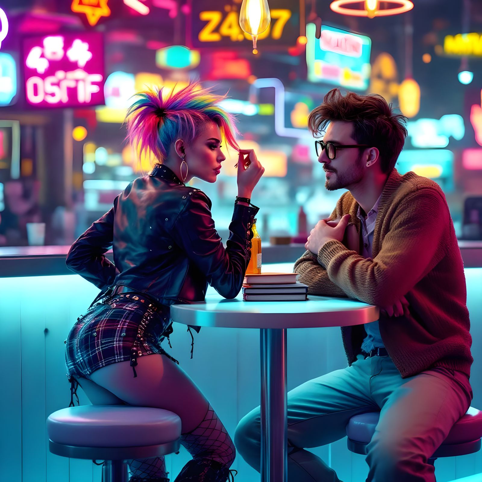 A hyper-realistic digital image of a vivid party scene cente...