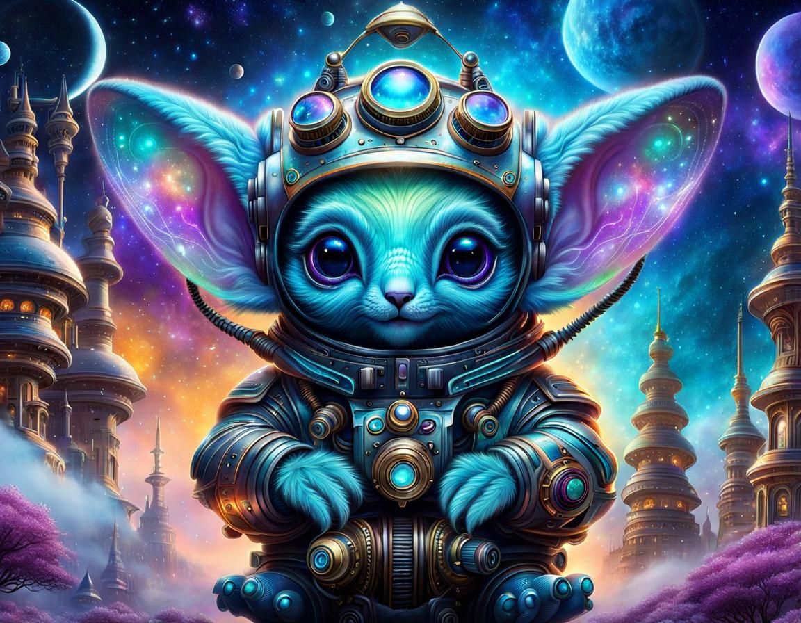 Adorable Alien Creature in a Cosmic Fantasy Style