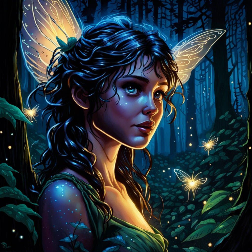 Twilight Fairy in Firefly Forest: Hyperrealistic Movie Scene