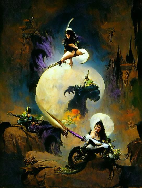 Child Rides Imaginary Monster in Moonlight