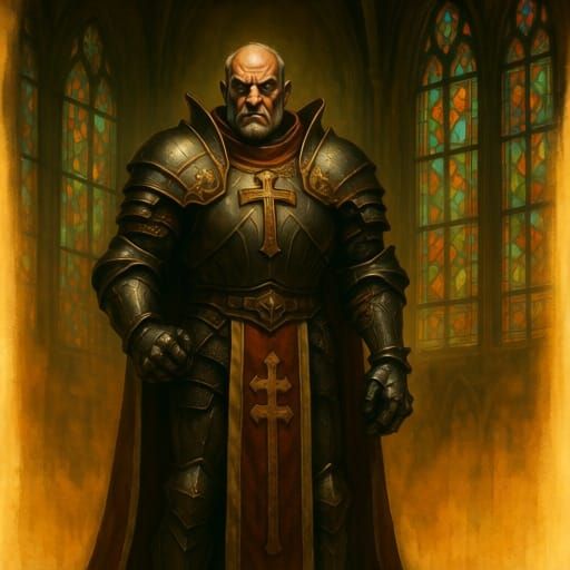 Cleric of Tyr in Ornate Plate Armor