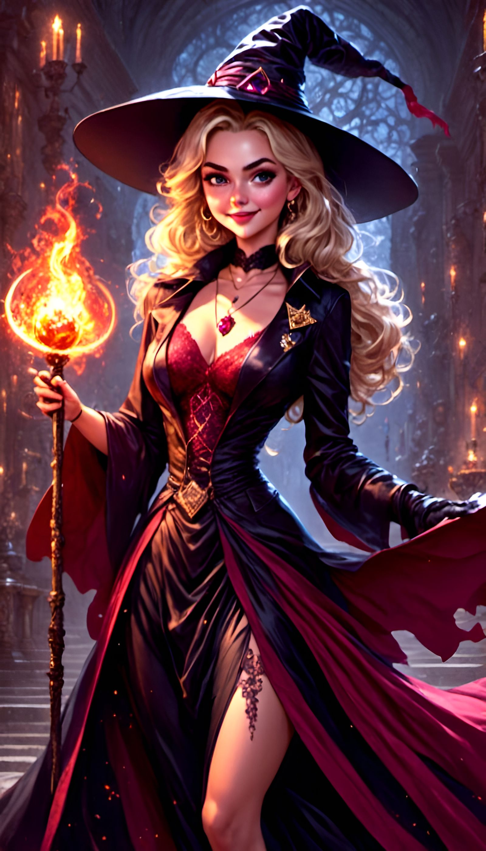 Sinister Sabrina Spellman with Magic Staff Action Poster