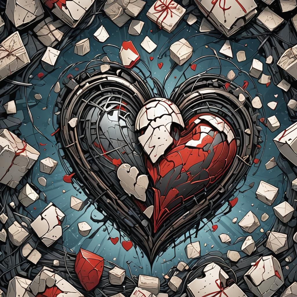 Broken Heart in Comic Book Art Style