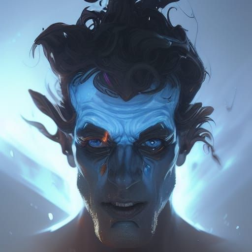 Detailed Portrait of Hades in Art Nouveau Style