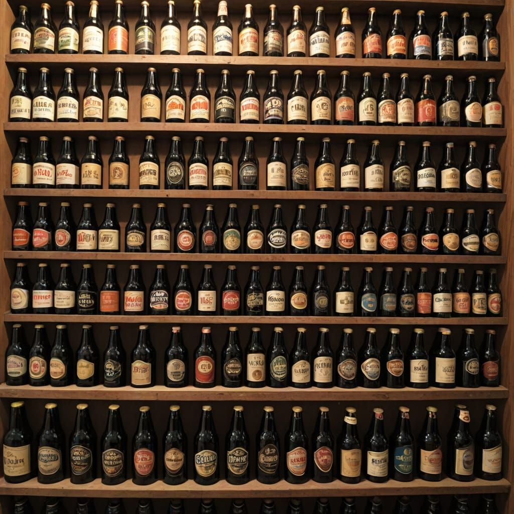 Bottles of Beer on the Wall in a Whimsical Scene