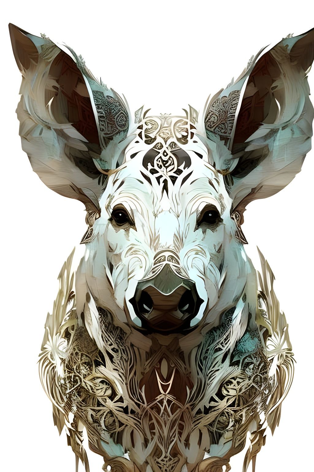 Detailed Portrait of a Wild White Boar