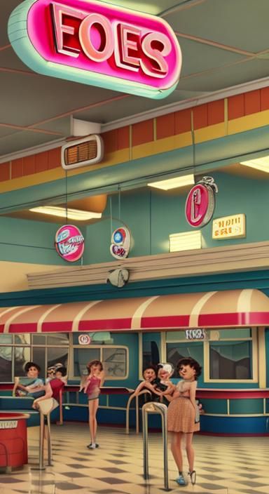 Vintage 1950s Diner Interior