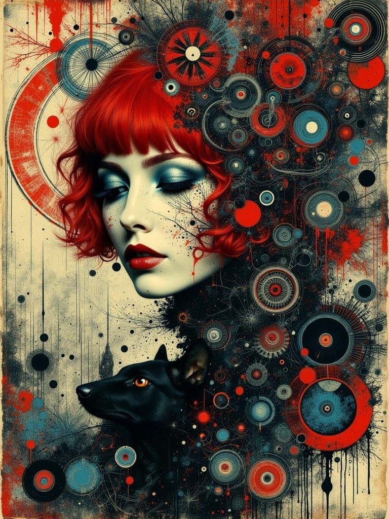 Gothic Surreal Portrait with Zentangle Elements