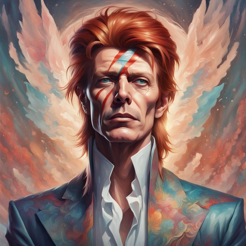 Heavenly Portrait of David Bowie, Hyperdetailed Art