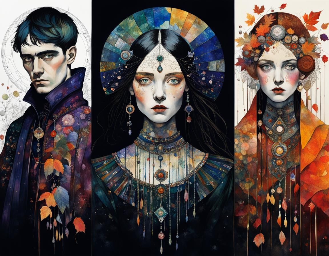 Autumn Portrait in Illustrative Watercolor Style