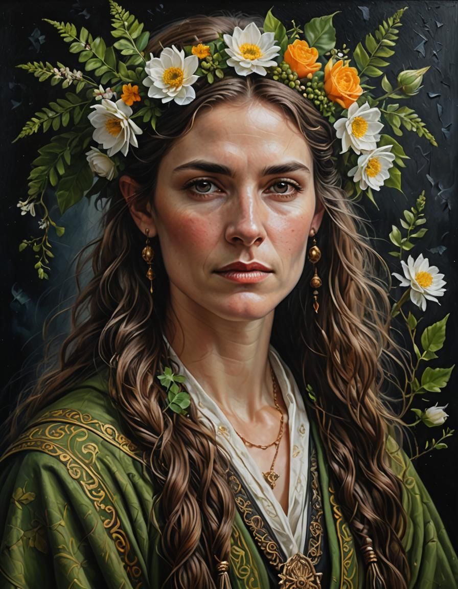 Androgynous Druid Portrait in Academicist Style