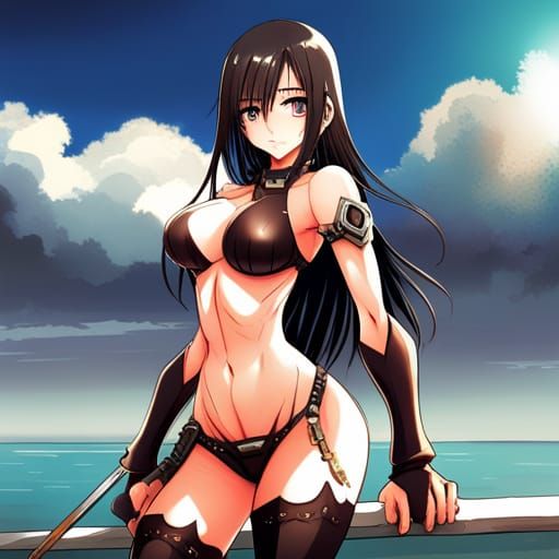 Anime Style Warrior in Bikini Armor with Sword