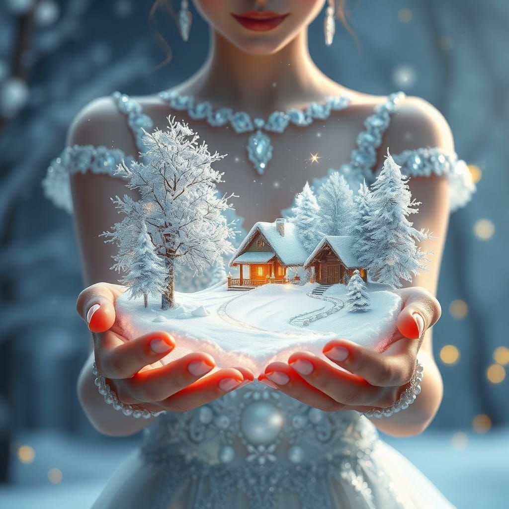 Enchanted Winter Scene in Elegant Anime Style