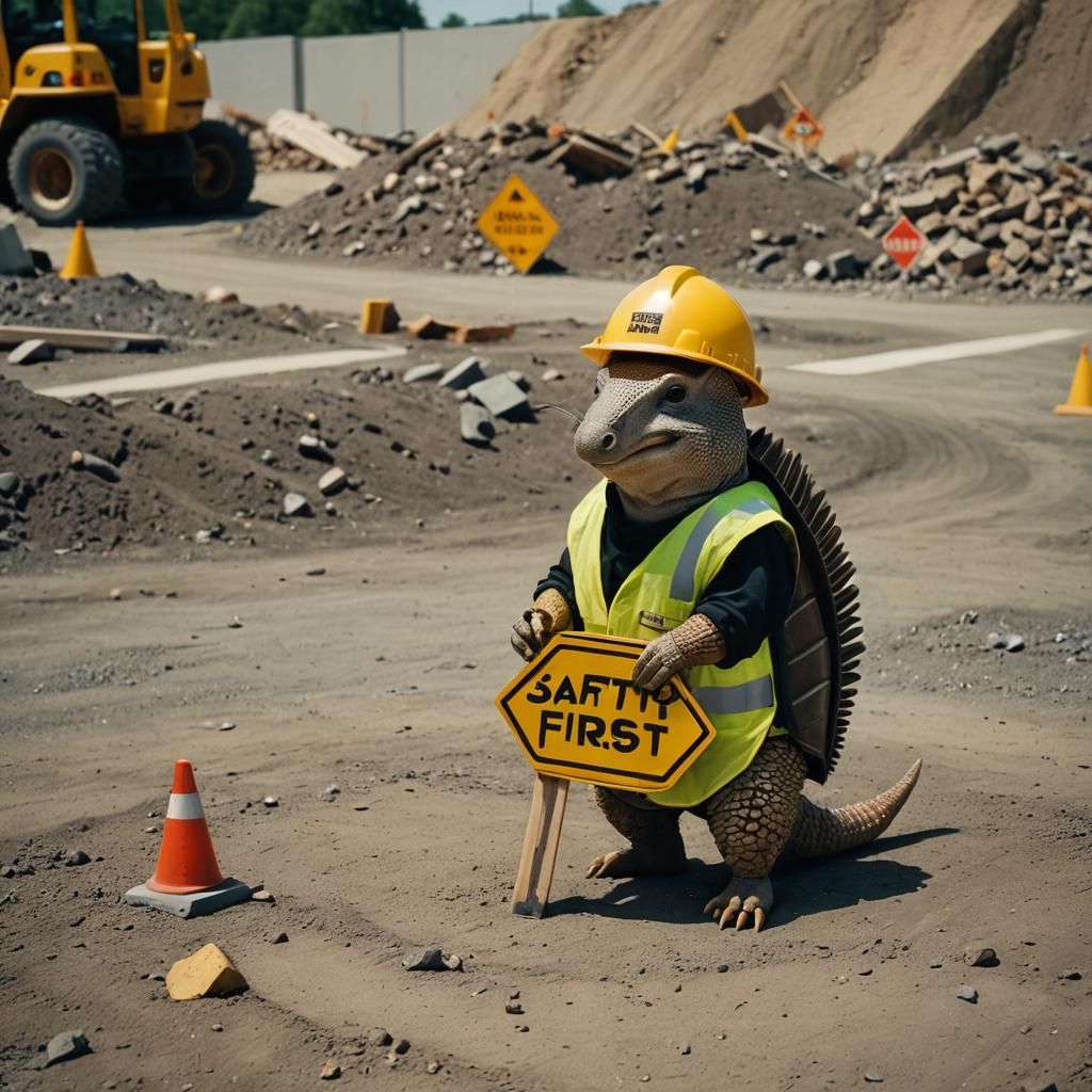 Armadillo Construction Worker in Cinematic Style