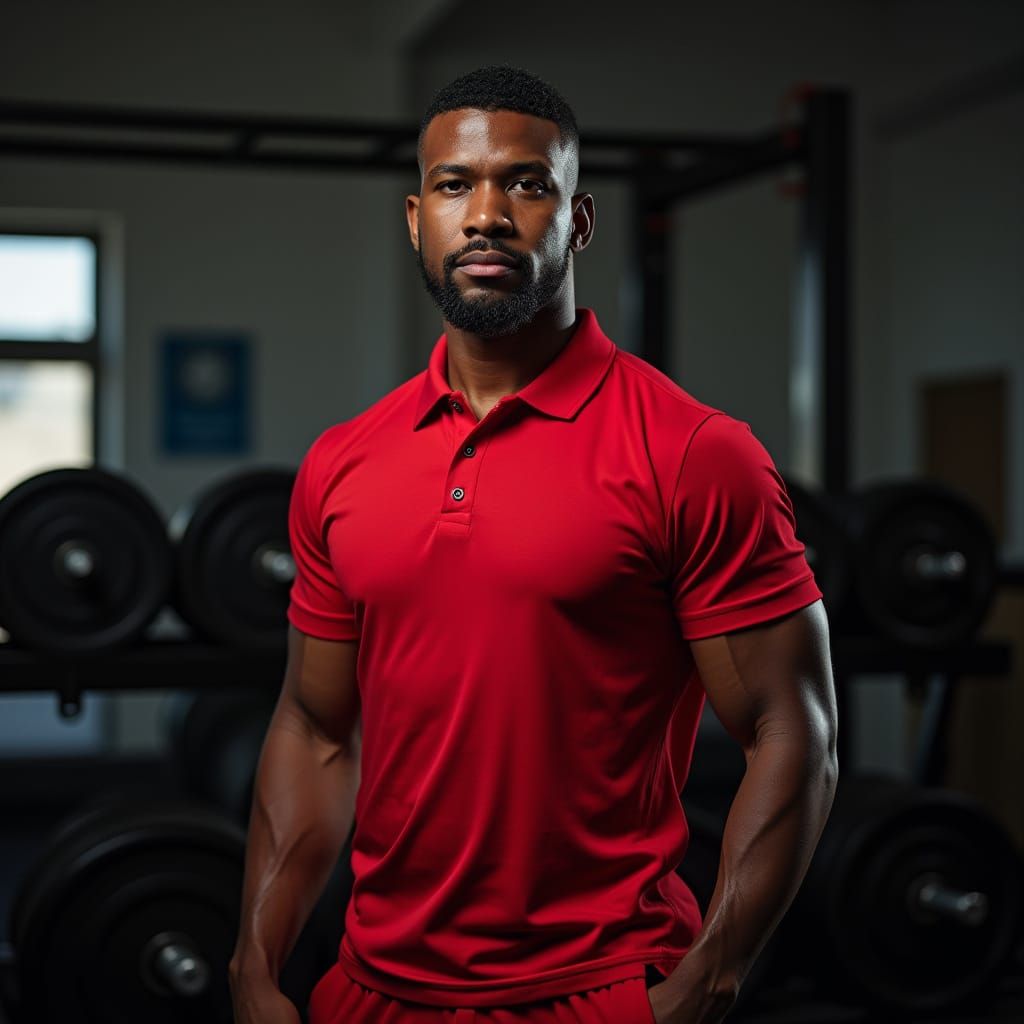 Hyperrealistic Portrait of Man in Gym, Photorealistic Style