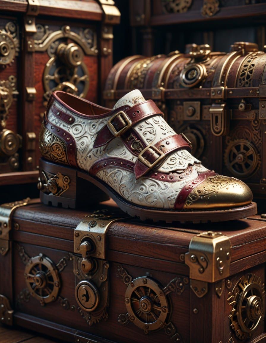 Elegant Steampunk Shoes Adorned with Intricate Details