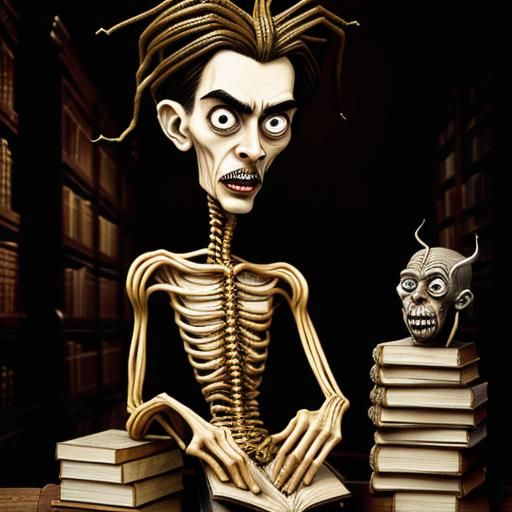 Disturbing Man in Magical Library, Art Brut Style