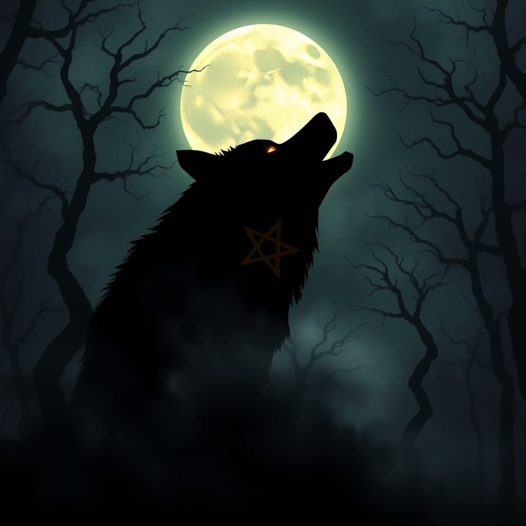 Sorrowful Figure Howls at the Moon in a Haunting, Mystical L...