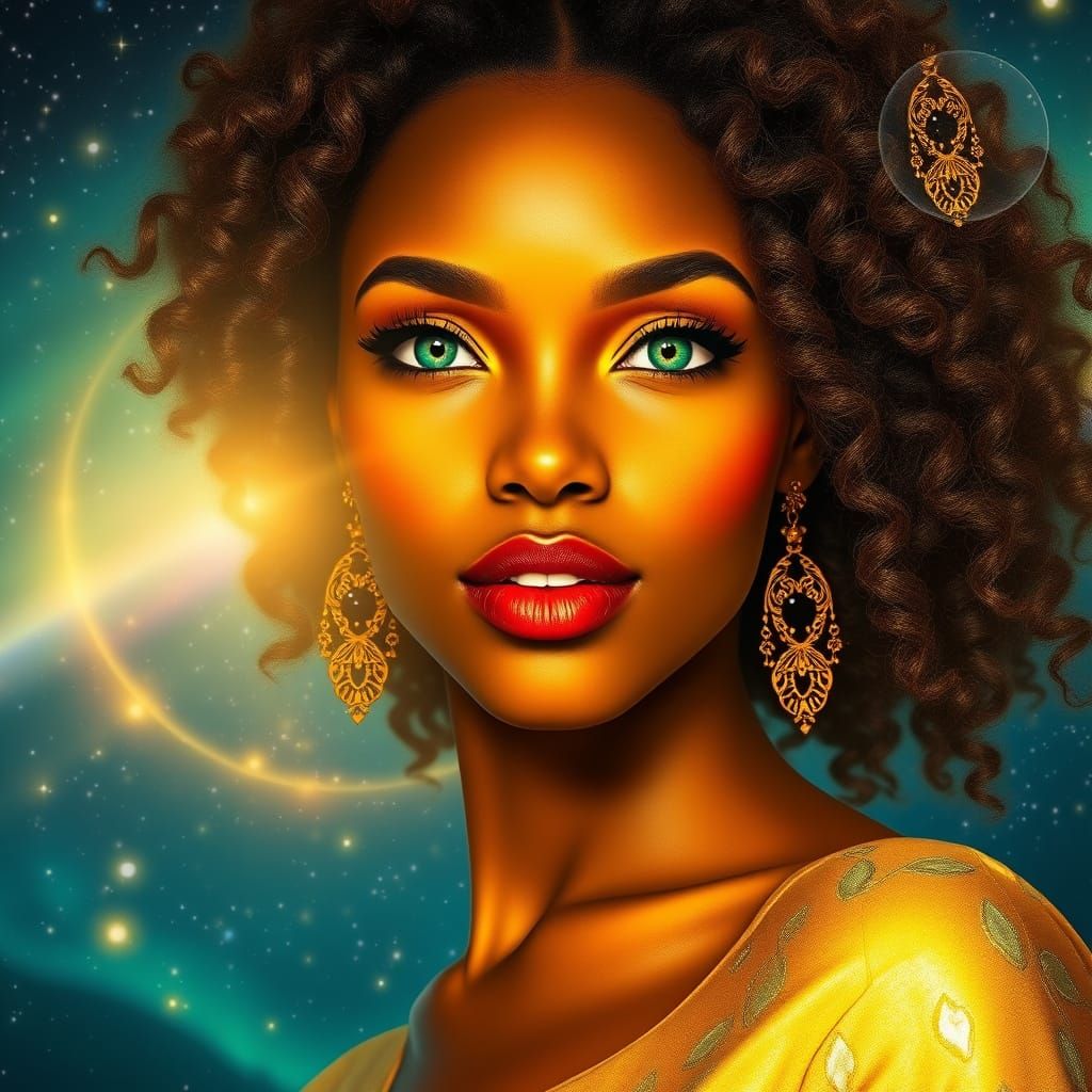 Ethereal Goddess of Golden Light and Emerald Wisdom