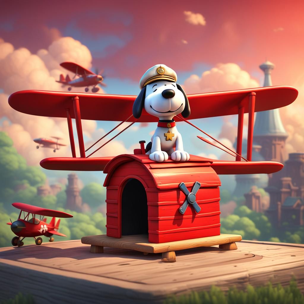 Snoopy as Red Baron: Pixar-Style 3D Digital Art
