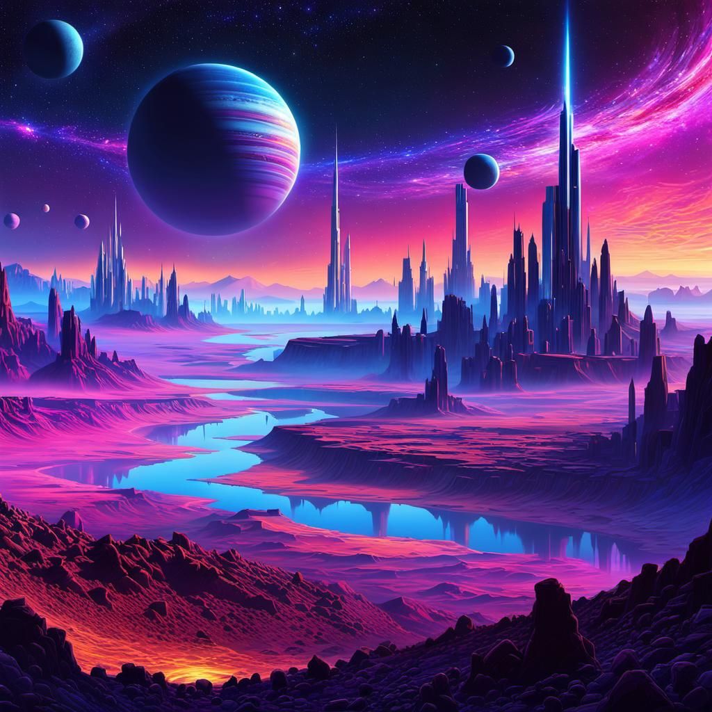 Futuristic Megapolis Embedded in Desert Cliff