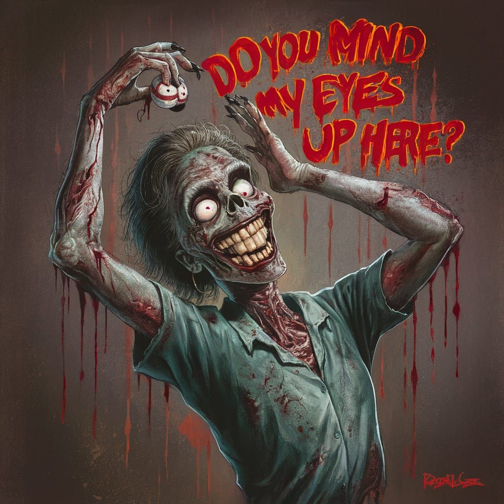 Eerie Zombie Portrait with Wicked Grin and Missing Eyeballs ...
