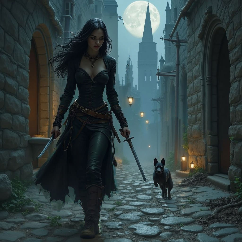 Surreal Medieval Thief Emerges from Shadows