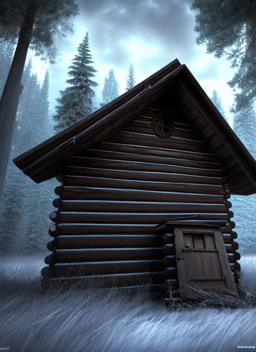 Surreal Lost Cabin in Hyperrealistic Style