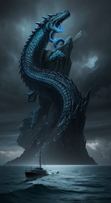 Colossal Jormungandr Serpent Lunges from Pacific Ocean