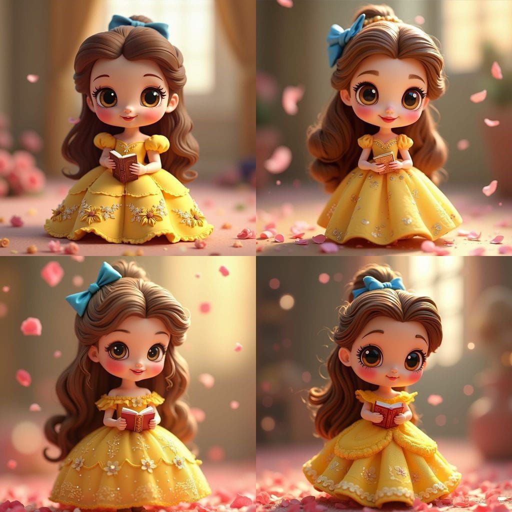 Cute Belle Doll in Enchanted Garden, Kawaii Style