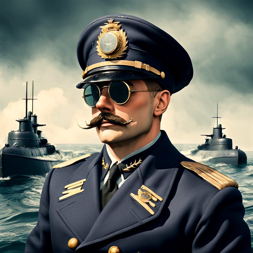 Dieselpunk Submarine Captain in Vintage Gritty Style