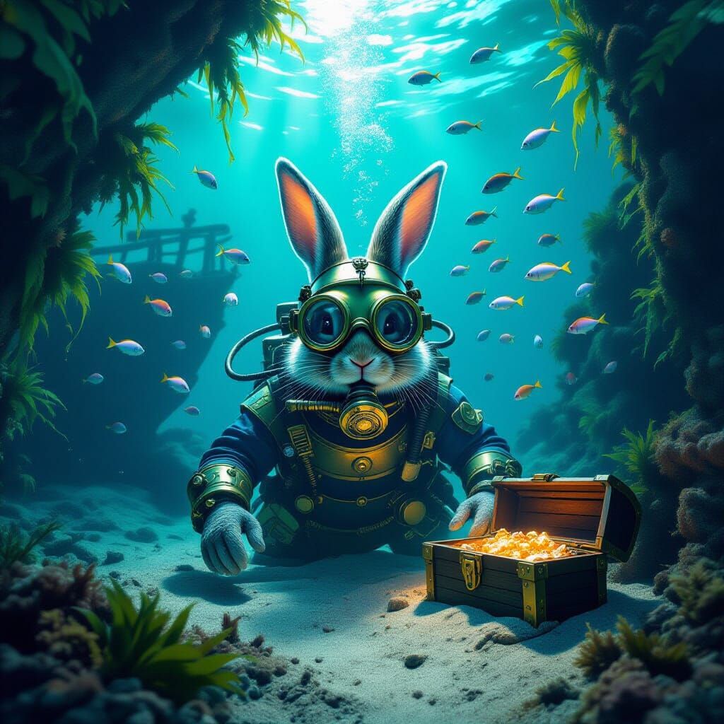 Rabbit Diver Explores Shipwreck Treasure