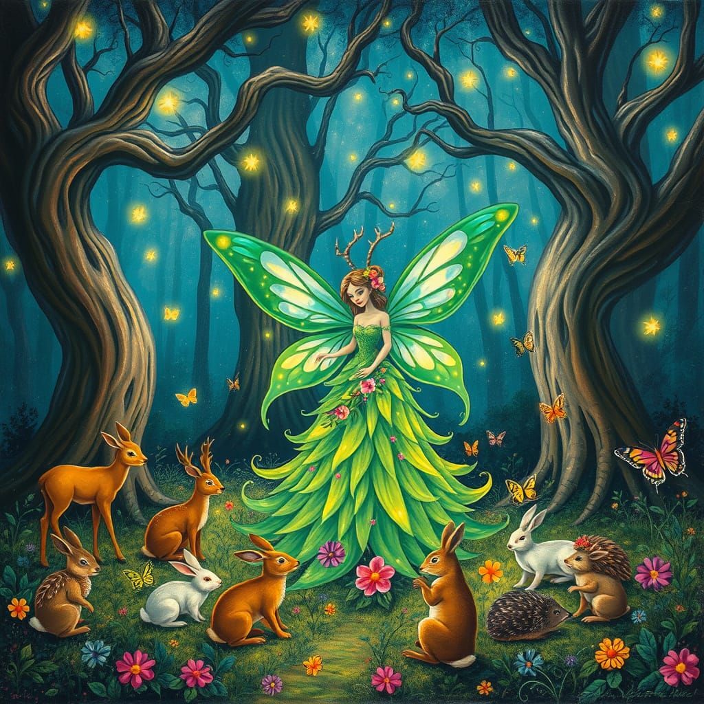 Enchanted Forest Whimsy in Vibrant, Impressionist Style