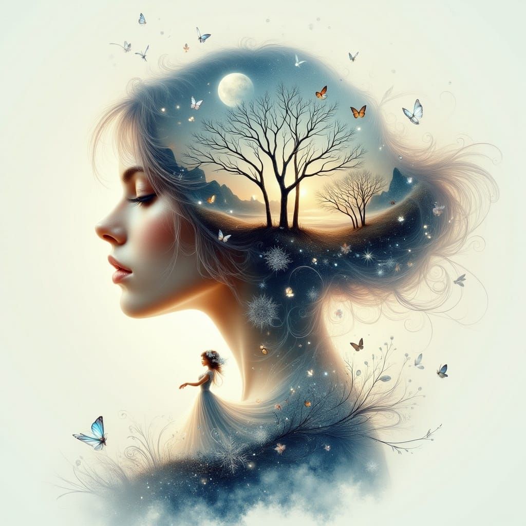 Winter Wonderland Portrait in Watercolor Style