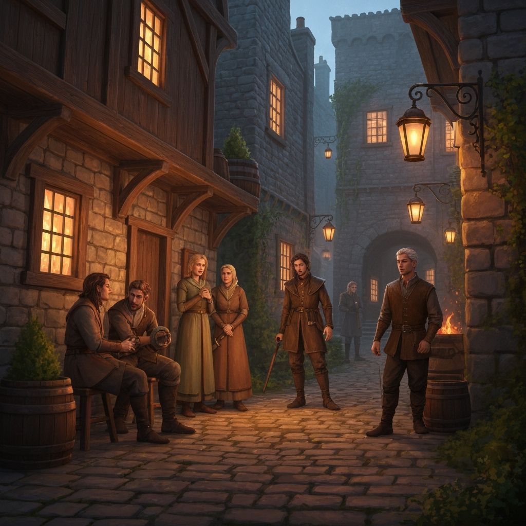 Medieval Tavern Scene with Mystical Realism