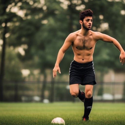 Gianluca Conte Shirtless Playing Soccer: Professional Photo