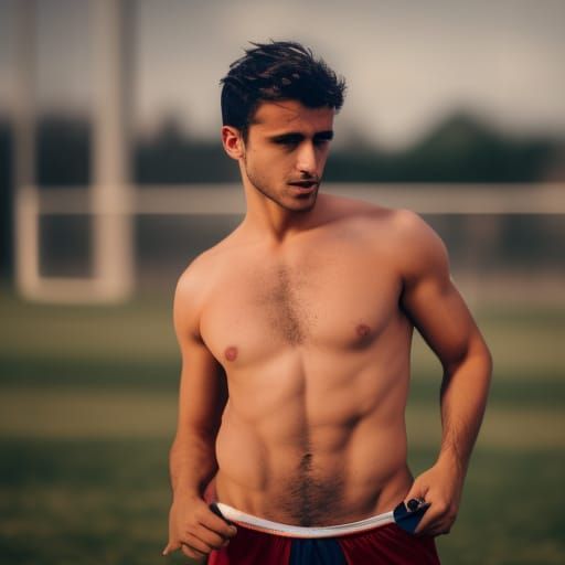 Gianluca Conte Shirtless Playing Soccer, Professional Photo
