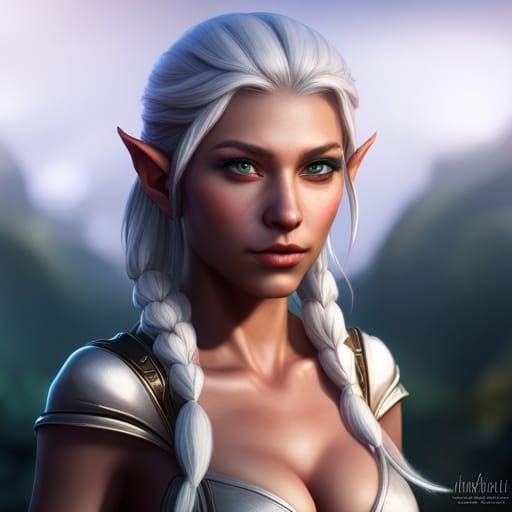 Cute Elf Portrait in Detailed Fantasy Art Style