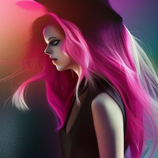 Anime Girl with Pink Hair on Roller Skates