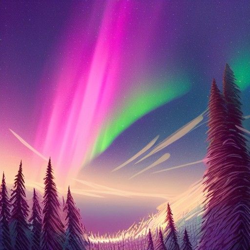 Spectacular Aurora Borealis Landscape in Fantasy Art Style
