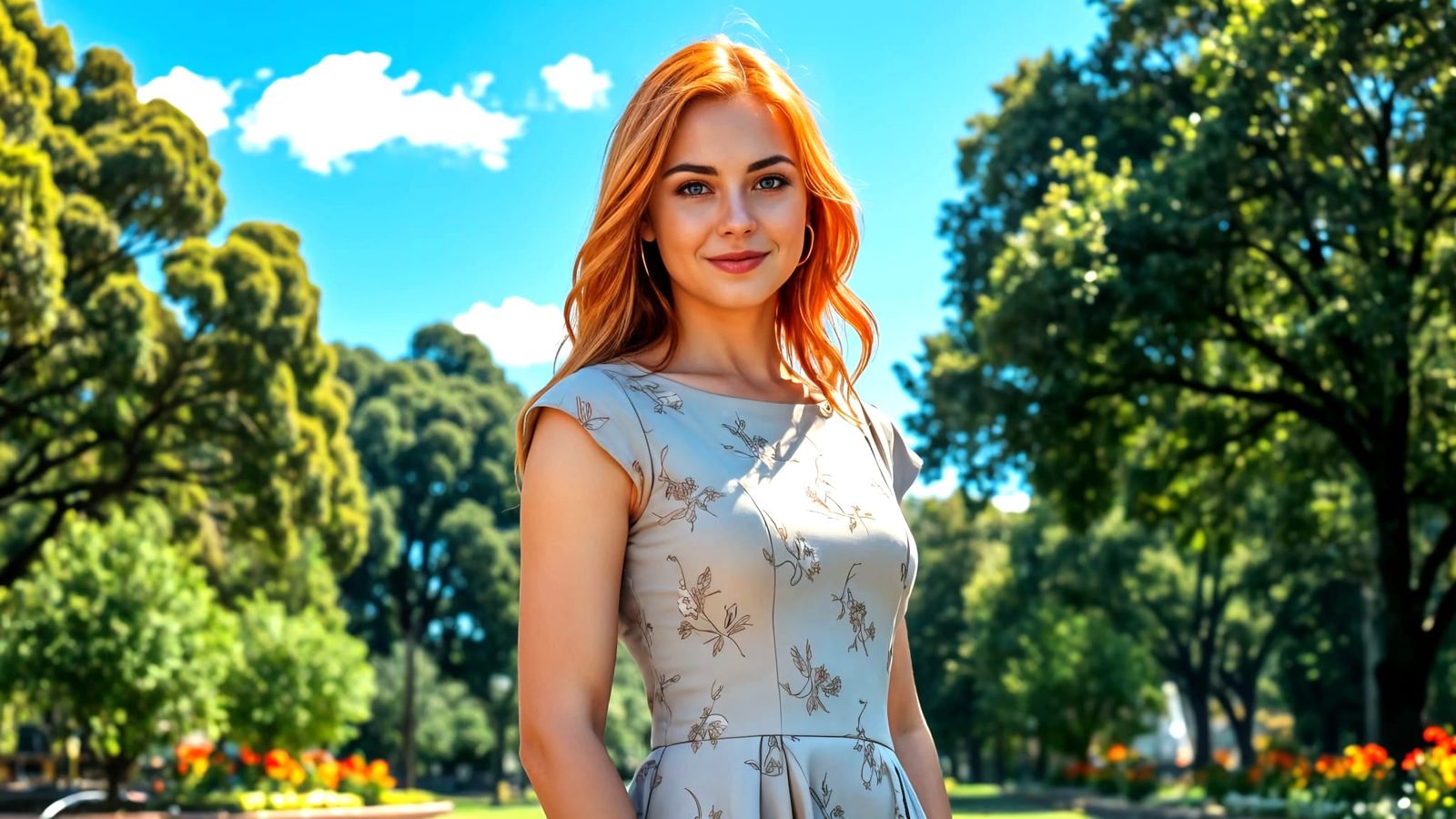 Beautiful Australian Woman in City Park