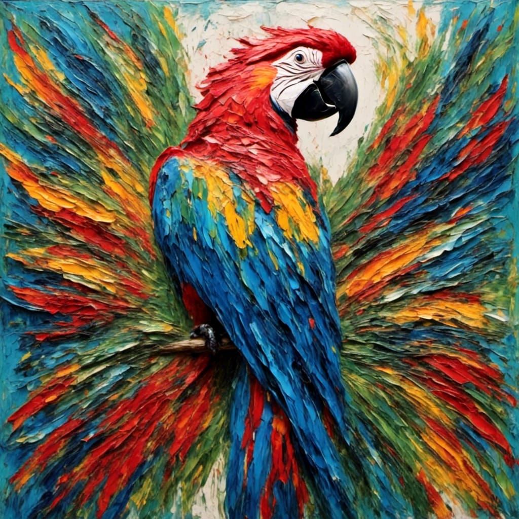 scarlet Macaw in Impasto