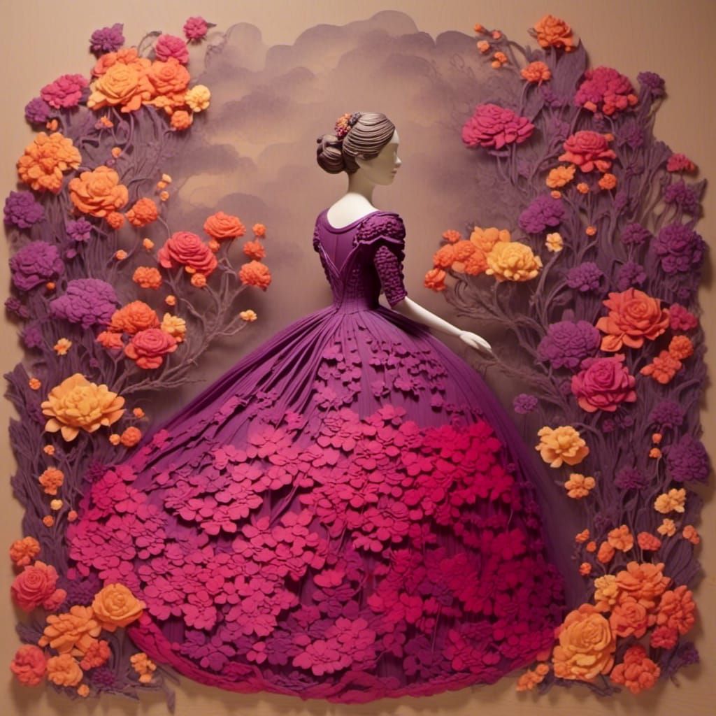 Floral Automata: Double Exposure Silhouette in Starry Night