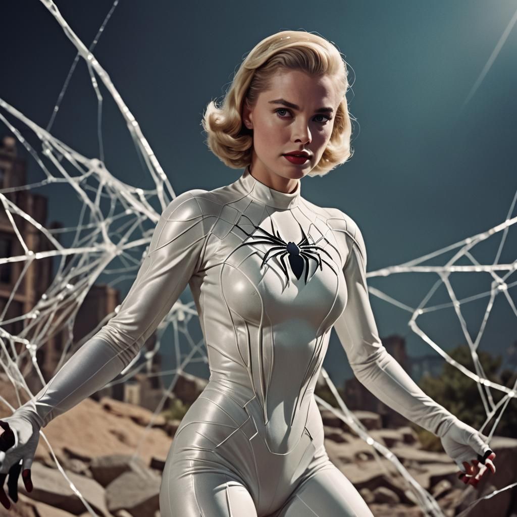 Grace Kelly as Spider-Gwen in 1950s Film Still