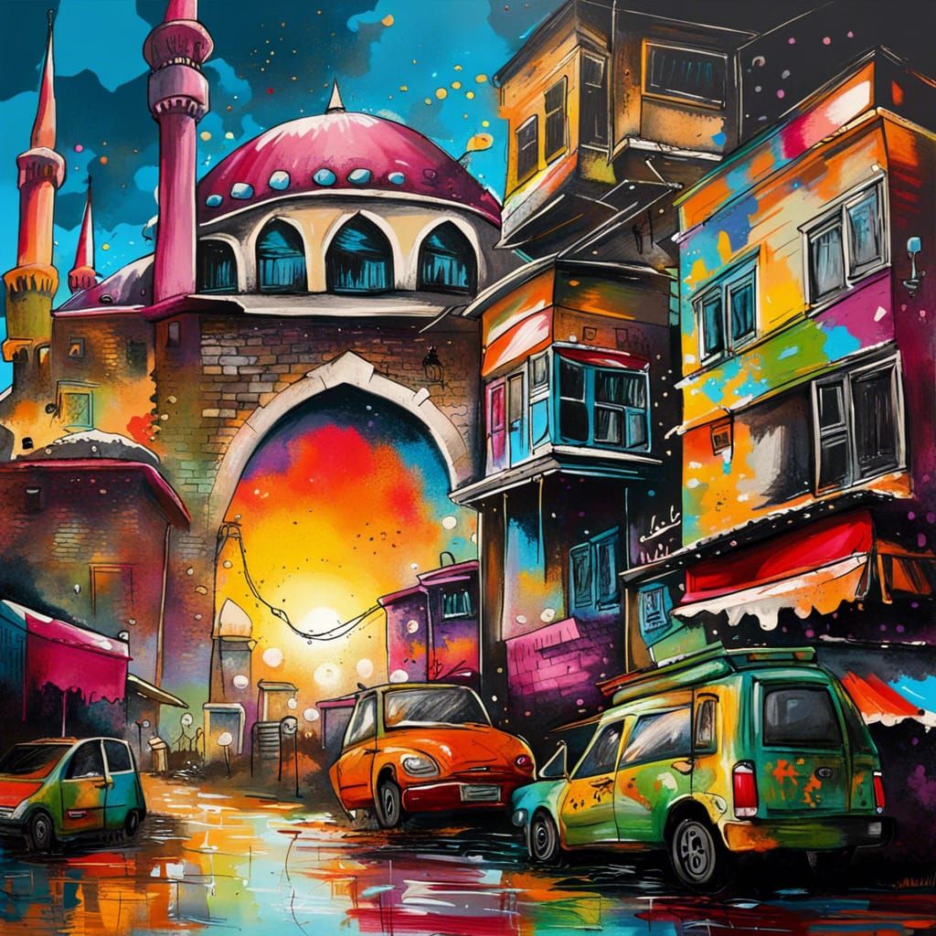 Istanbul Dawn: Graffiti Splash Art